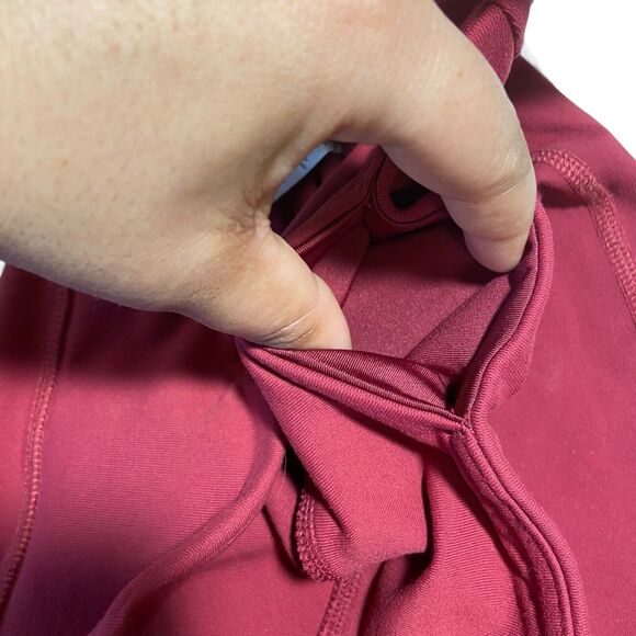 Alo Yoga Goddess Leggings Womens Small Red Grey Ribbed Long Ruched legs‎ FLAWED - Picture 9 of 10